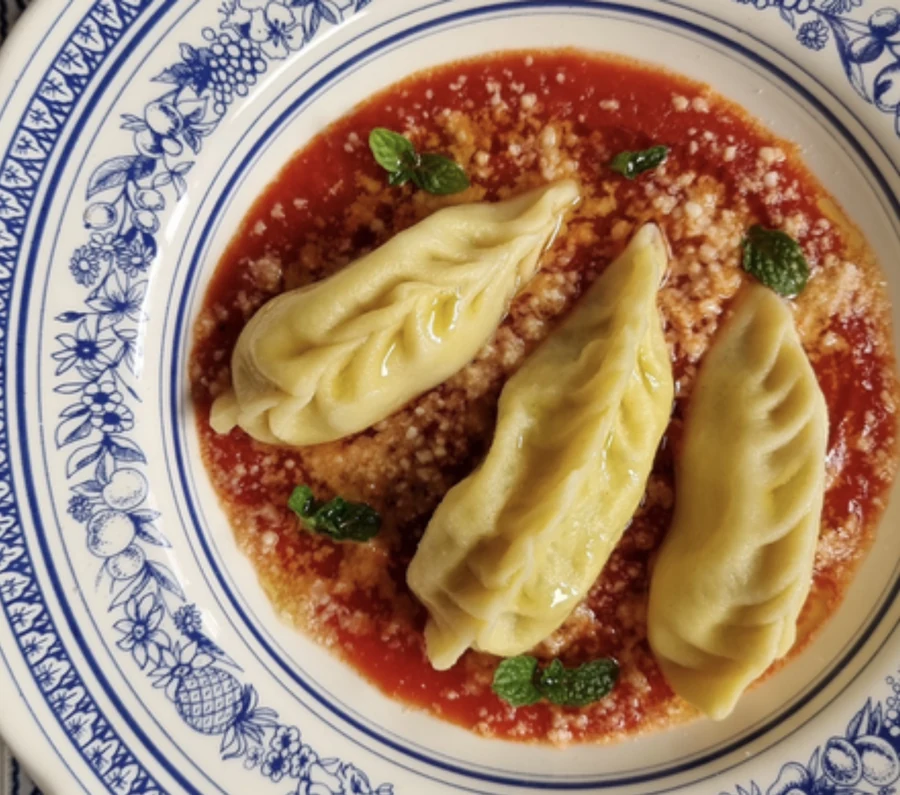 Culurgiones d’Ogliastra served in Sardinian style