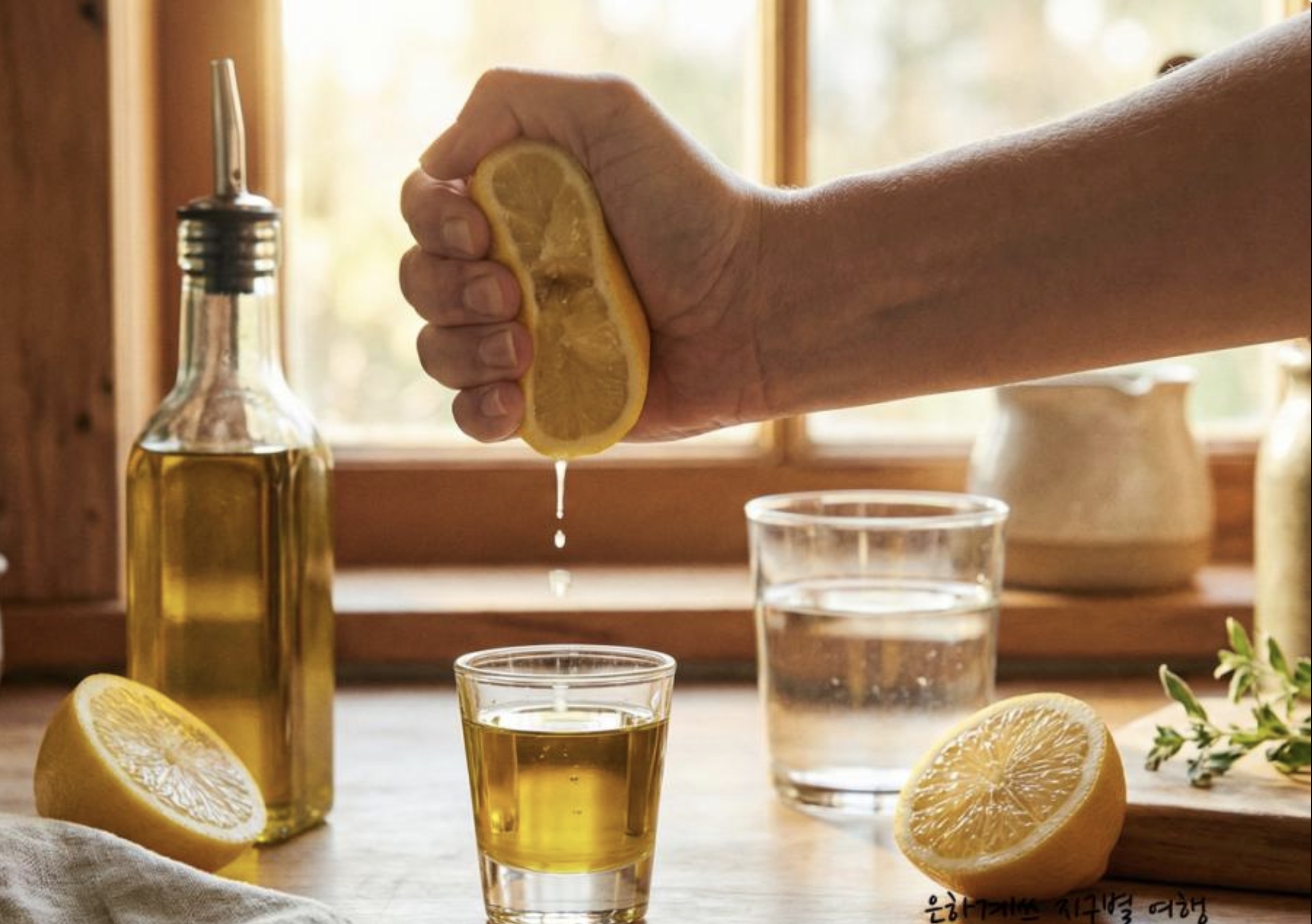 Oliv oil and freshly squeezed lemon