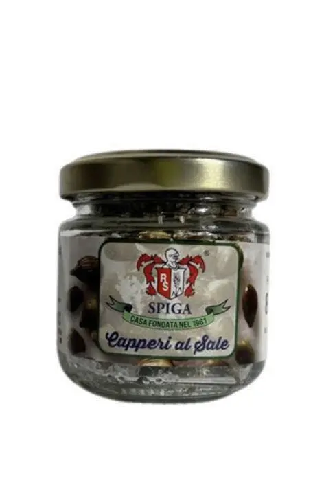 Spiga capers preserved in wine vinegar jar
